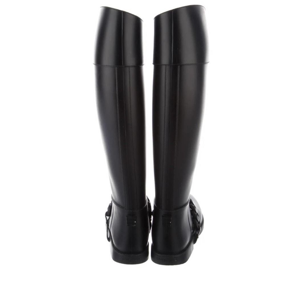 Givenchy Eva Knee High Rubber Boots Black Removable Chain Womens 8.5 Chunky - Picture 7 of 8